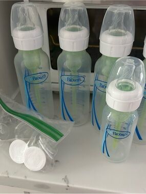 Dr Browns Natural Flow Clear Green Baby Bottle - 4 8oz Pack and 1 5oz